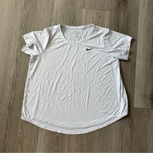 Woman’s Nike White Tee with Black Swoosh